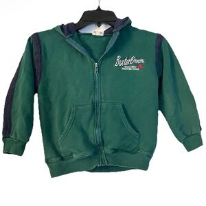 Vintage 1990s Buster Brown Sporting Goods Green Kids Zip Hoodie Sweater Cotton